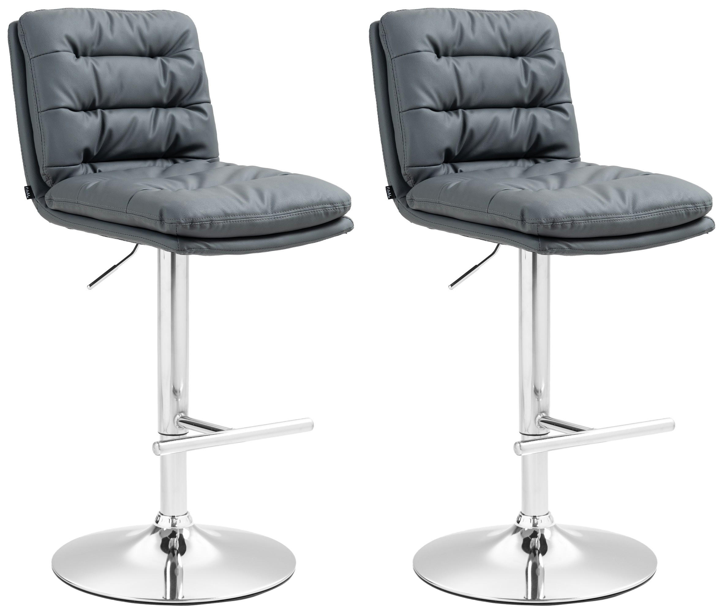 BARHOCKER 2er Set Lederlook grau - Chromfarben/Grau, Textil/Metall (42/94/56cm) - CLP