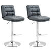 BARHOCKER 2er Set Lederlook grau - Chromfarben/Grau, Textil/Metall (42/94/56cm) - CLP