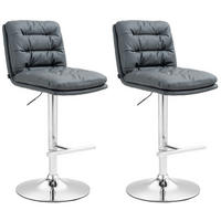 BARHOCKER 2er Set Lederlook grau - Chromfarben/Grau, Textil/Metall (42/94/56cm) - CLP