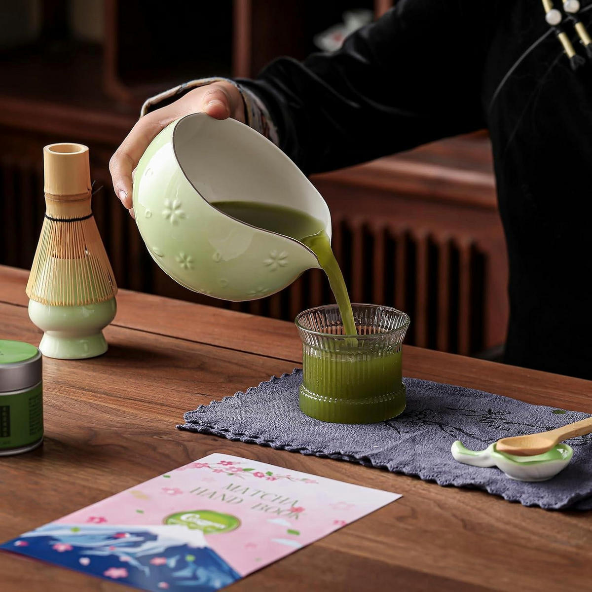 MATCHA Set 9-teiliges Set Kirschblüten-Grün - Grün, Keramik (10/10/15cm)