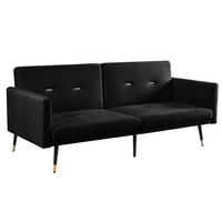 SCHLAFSOFA aus Samt in Schwarz mit verstellbaren Rückenlehnen - Schwarz, Textil (164/70/89cm) - Modfu