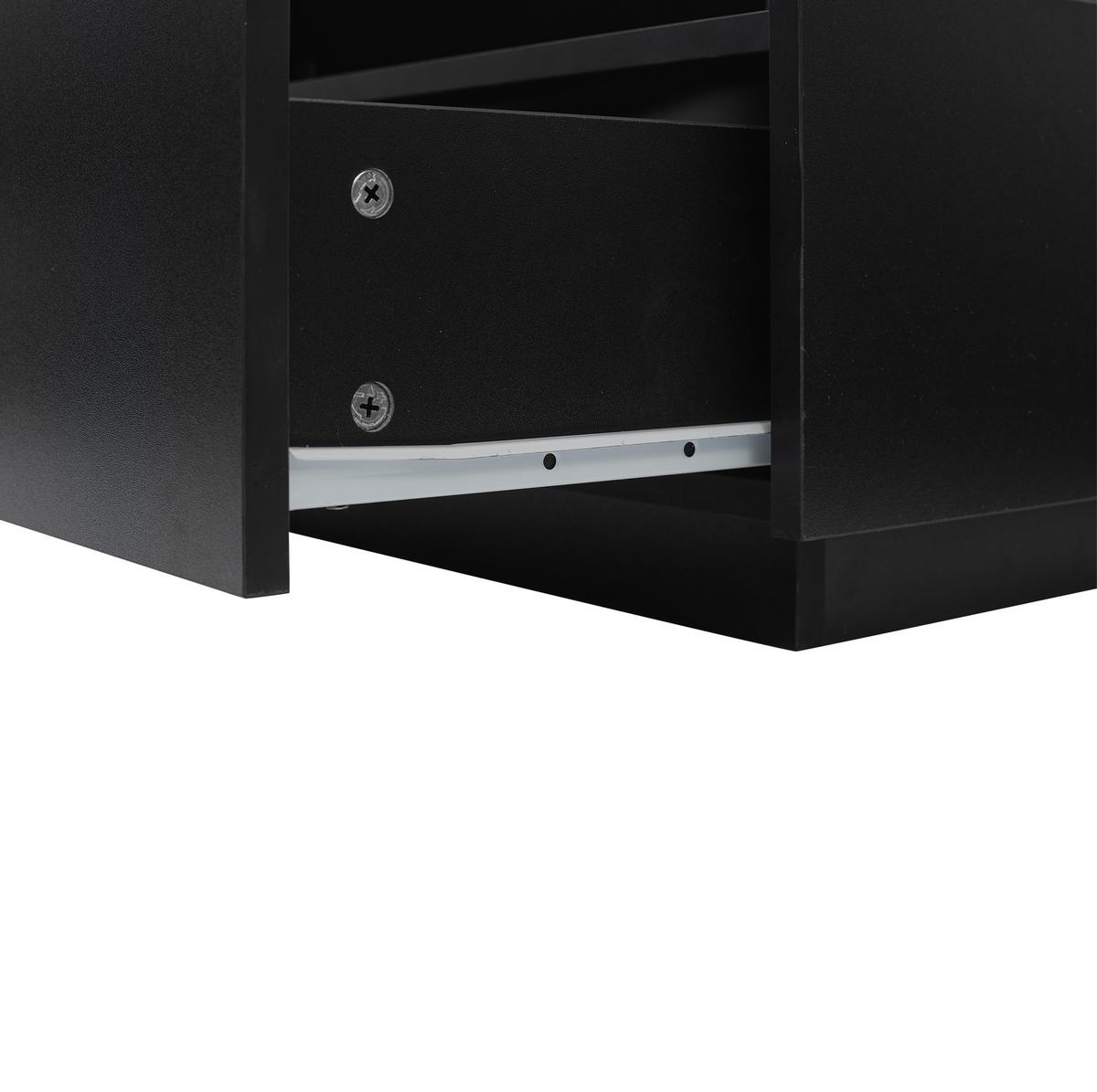 COUCHTISCH aus Spanplatte 70x70x41 cm in Schwarz mit LED & 2 Schubladen - Schwarz, Holzwerkstoff (70/70/41cm) - Modfu