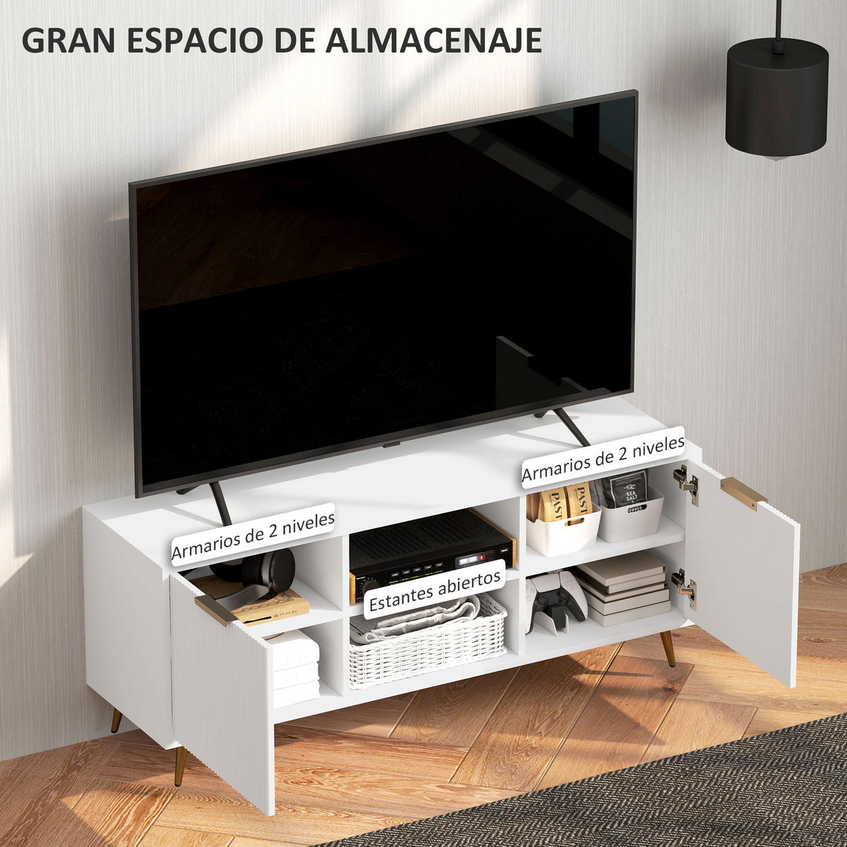 TV-MÖBEL Weiß 1 Stück - Weiß, Holzwerkstoff (120/48/35cm) - GiPP