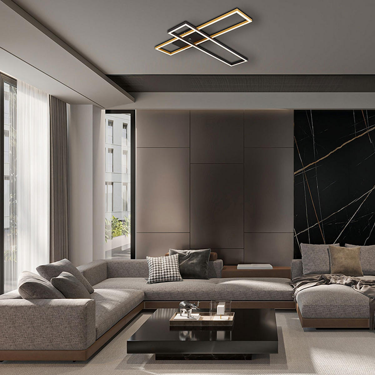 LED DECKENLEUCHTE Alu Gold Matt - Goldfarben, Metall (80/60/7.5cm) - Globo Lighting