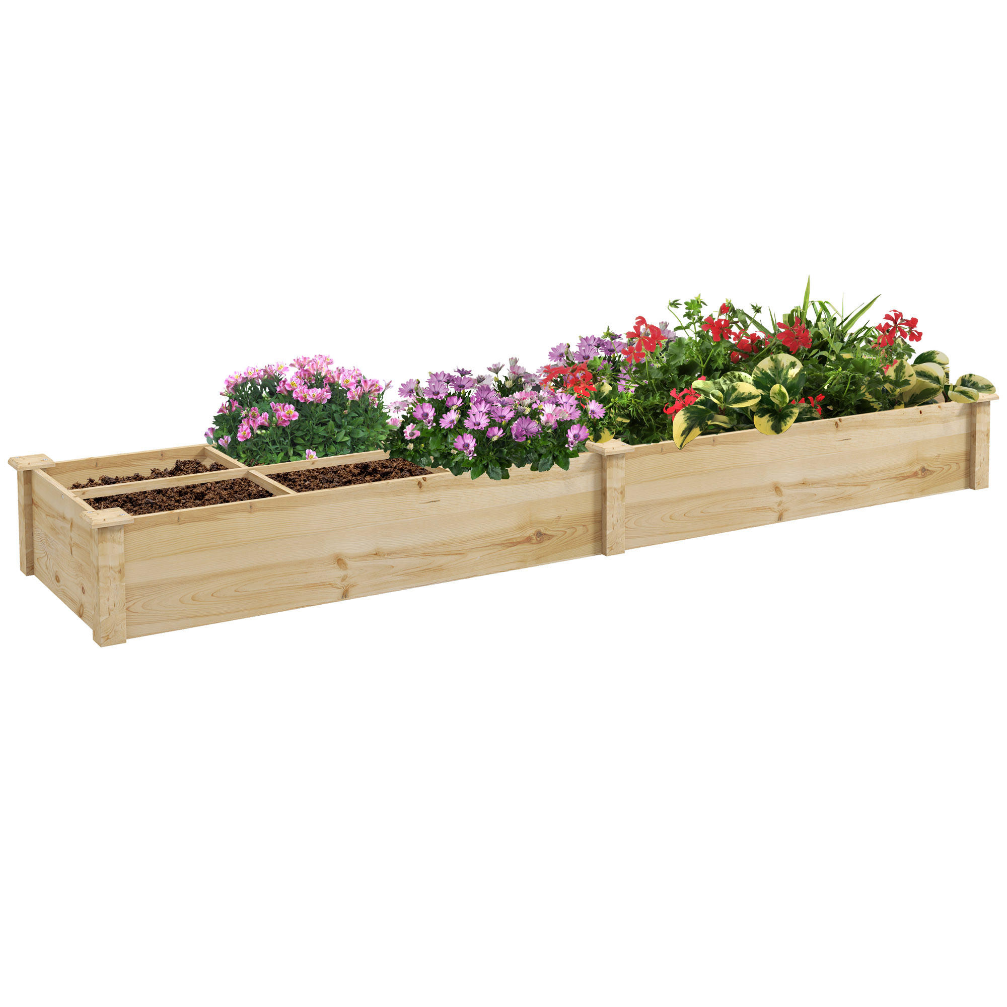 ERHÖHTES Pflanzenbeet, Naturfarben - Naturfarben, Holz (60/25/237cm) - Outsunny