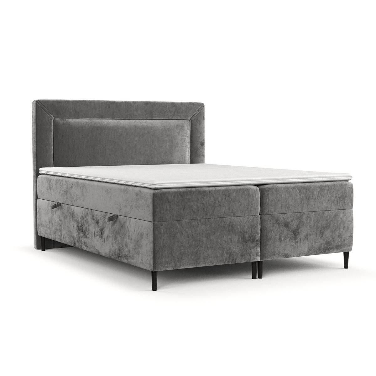 BOXBETT Noble Grau 160/200 cm - Schwarz/Grau, Holz/Holzwerkstoff (160/200cm) - Maison de Reve
