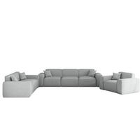 SOFASET Celes Premium 3-2-1 In Artico - Hellgrau, Holzwerkstoff/Textil (218/73/90cm) - Fun Möbel