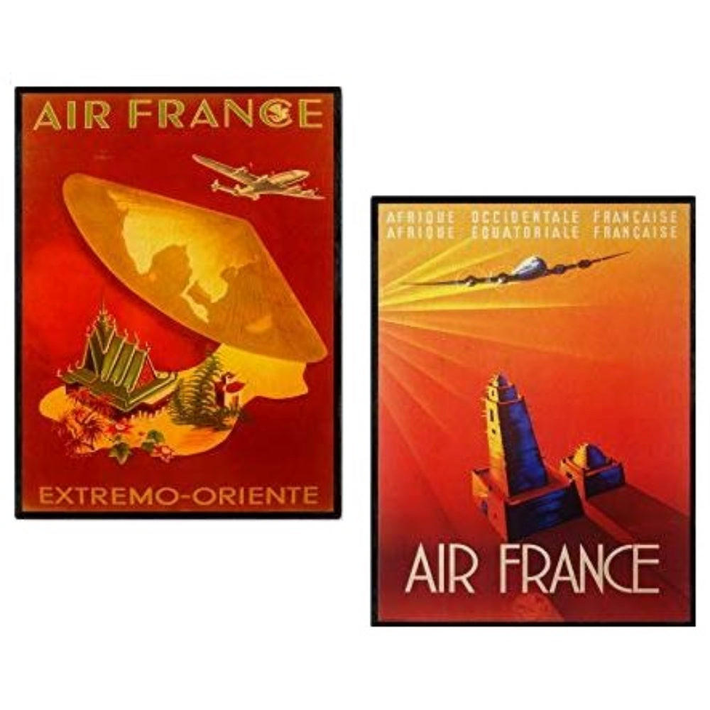 POSTER Set Mit 2 Zwei Blätter Weinlese Air France A4 Rahmenlos - Klar, Papier (29.7/5/21cm) - Nacnic