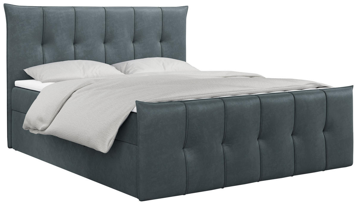 BOXBETT PREMIUM 11 160/200 Dunkelgrau Velvet - H4 - Dunkelgrau, Holz/Textil (160/200cm) - MKS