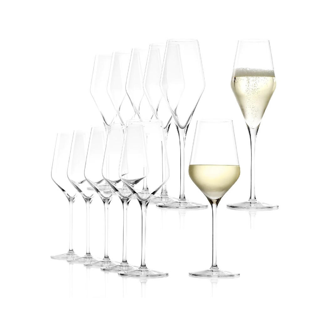 WEISSWEINKELCH Quatrophil /Champagnerkelch Set 12 tlg. - Transparent, Glas (0.405L) - Stölzle