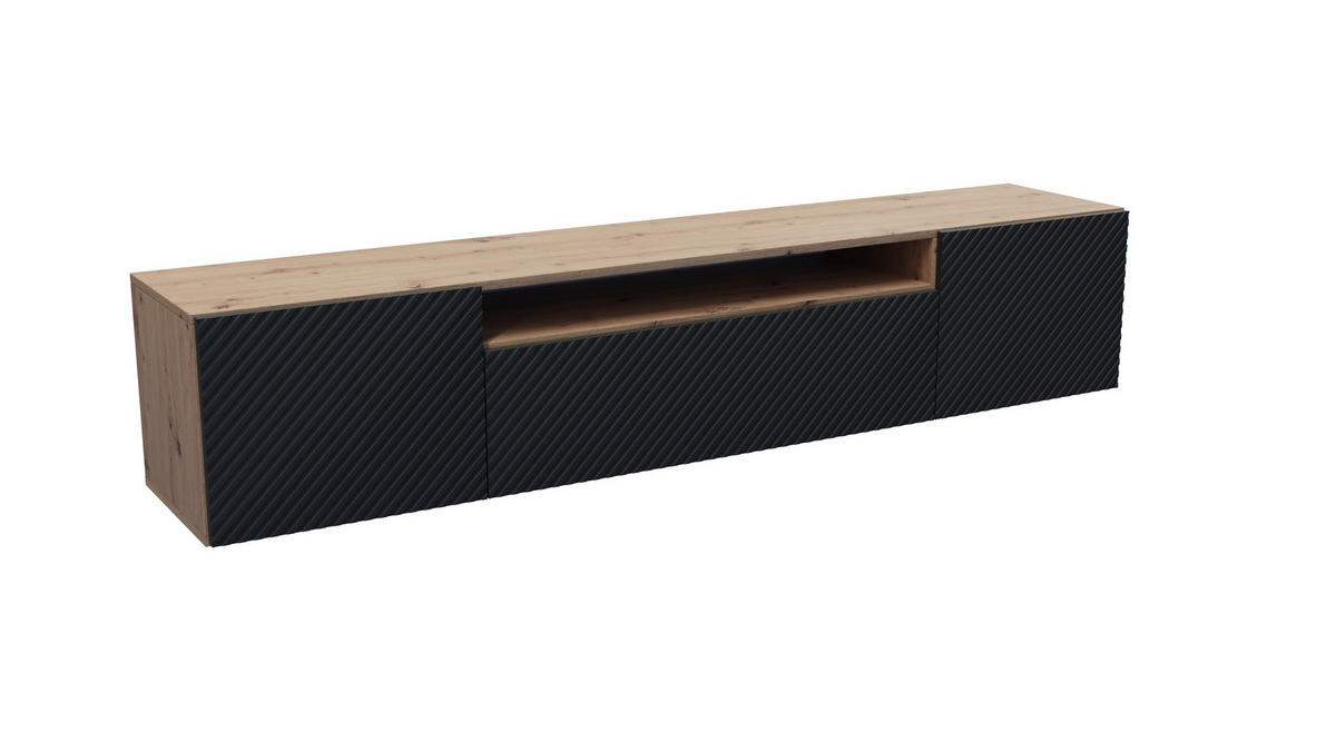 LOWBOARD NADO-W - 200 x 40 x 41 cm - Schwarz/Eiche Artisan, Holzwerkstoff (200/40/41cm) - ALTDECOR