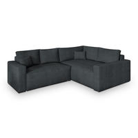 ECKSOFA ERONIS R-S Graphitfarben Kordstoff mit Schlaffunktion - Graphitfarben, Holz (265/194cm) - MASSENO