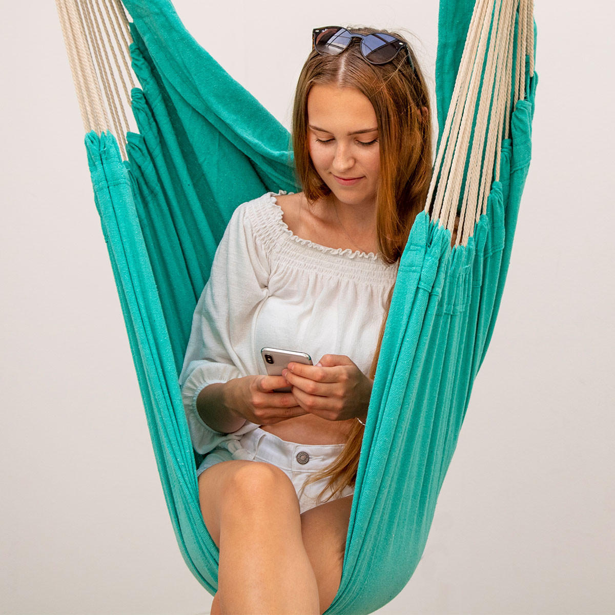 XXL-HÄNGESESSEL 185/130 cm Belastbar bis 150 kg Mintgrün - Mintgrün, Textil (130/155/185cm) - Amanka