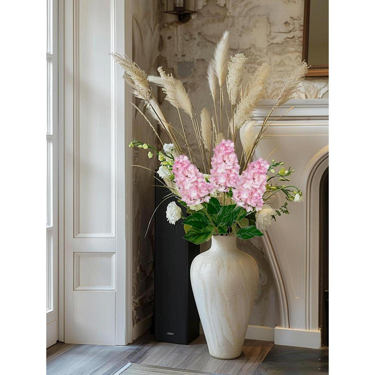 KUNSTBLUMEN 3er Set Hortensie 73CM Rosa - Rosa, Kunststoff (73cm)