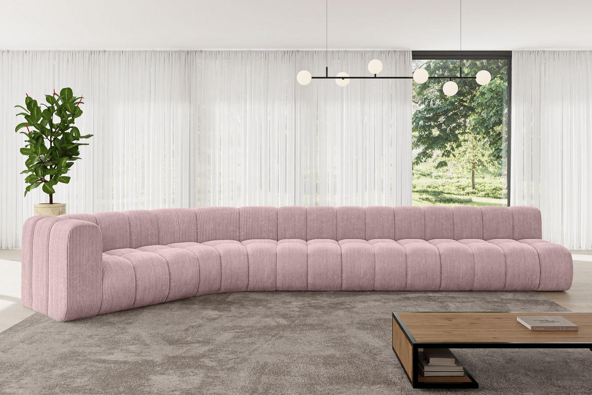 ECKSOFA modulares Sofa Karex-L3 - 490x194x70 cm Rosa - Rosa, Holzwerkstoff/Textil (490/194cm) - ALTDECOR