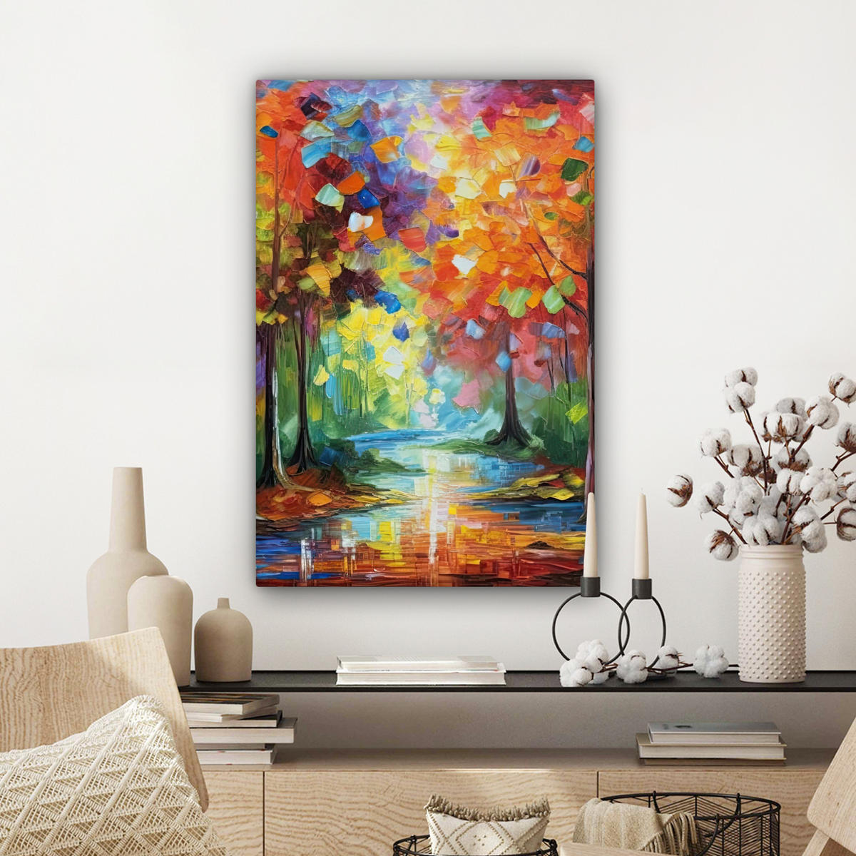 LEINWANDBILD Landschaft - Wald - Farben - Natur Wanddeko Schlafzimmer 60x90 cm - Multicolor, Textil (60/90cm) - MuchoWow