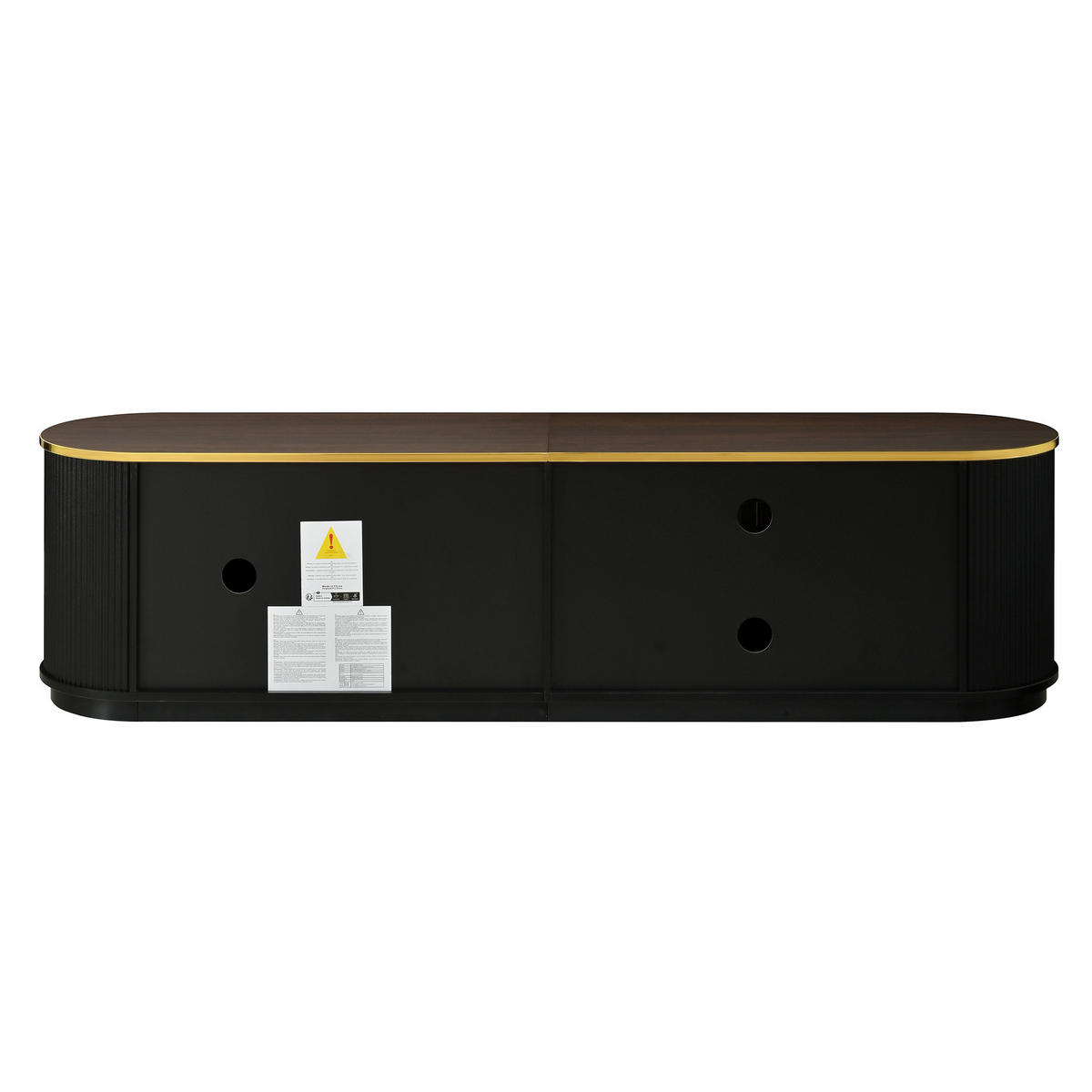 TV-ELEMENT 180/40/46 cm Schwarz mit 3 Schubladen und Aluminiumgriffe - Schwarz, Holz (180/46/40cm) - Oxeza