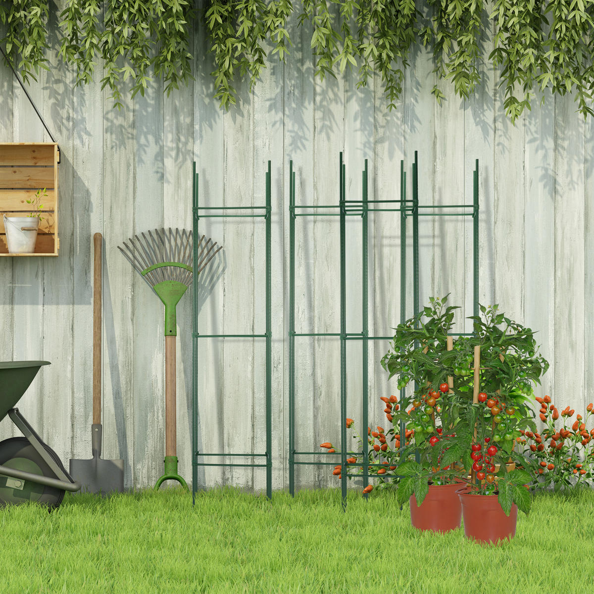 4XRANKHILFE - Dunkelgrün, Kunststoff/Metall (32/150/32cm) - Relaxdays