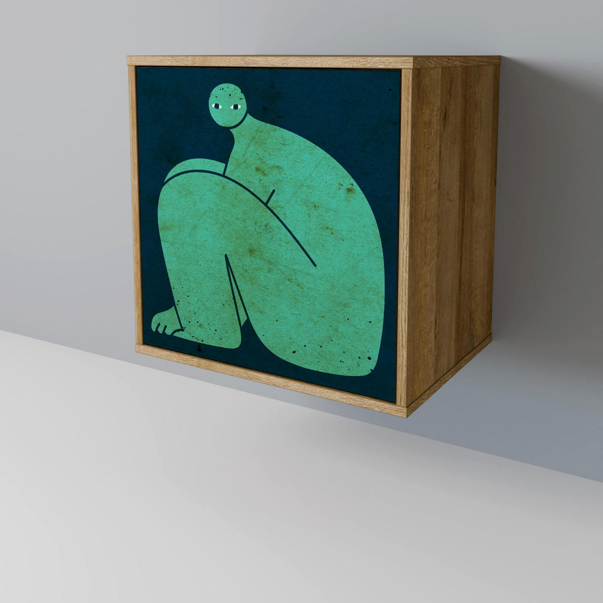 SIDEBOARD TOGETHER BUT SEPARATELY, Eichefarben, 57,5x42x77,5 cm, Schräge Buchenholzfüße - Eichefarben/Buchefarben, Holzwerkstoff/Buchenholz (57.5/77.5/42cm) - SpaceRebels