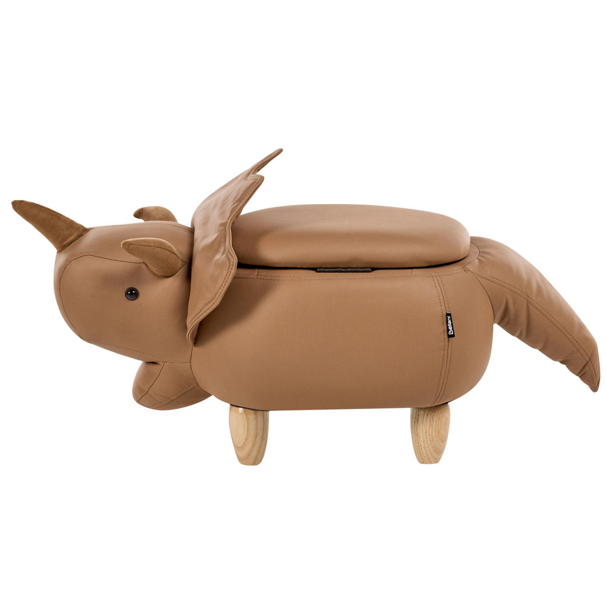 TIERHOCKER Braun Triceratops - Braun, Textil (92/56/42cm) - Beliani