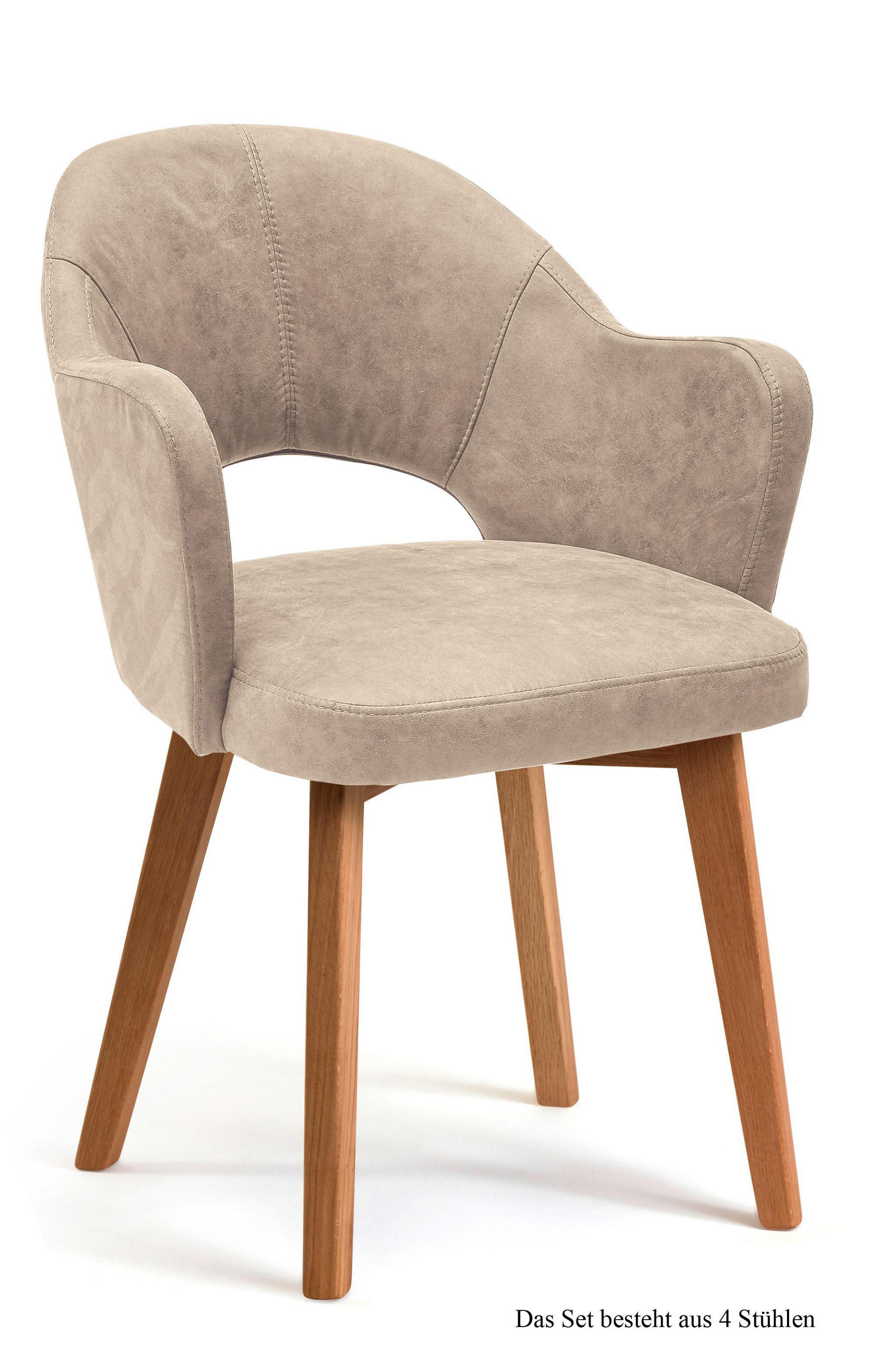 ARMLEHNSTUHL (4er-Set) Darsie 59x87x61 Eiche geölt/Natur - Eichefarben/Naturfarben, Kunststoff (61/87/59cm) - 58aufmkessel