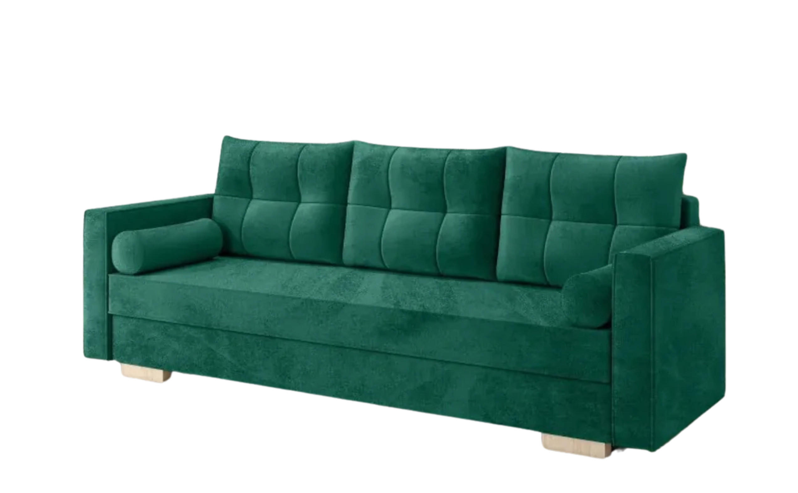 SCHLAFSOFA KAYA Sofa mit Schlaffunktion und Bettkasten, Frabe: Grün, Veloursstoff - Grün, Textil (217/92/85cm) - Sepro Meble