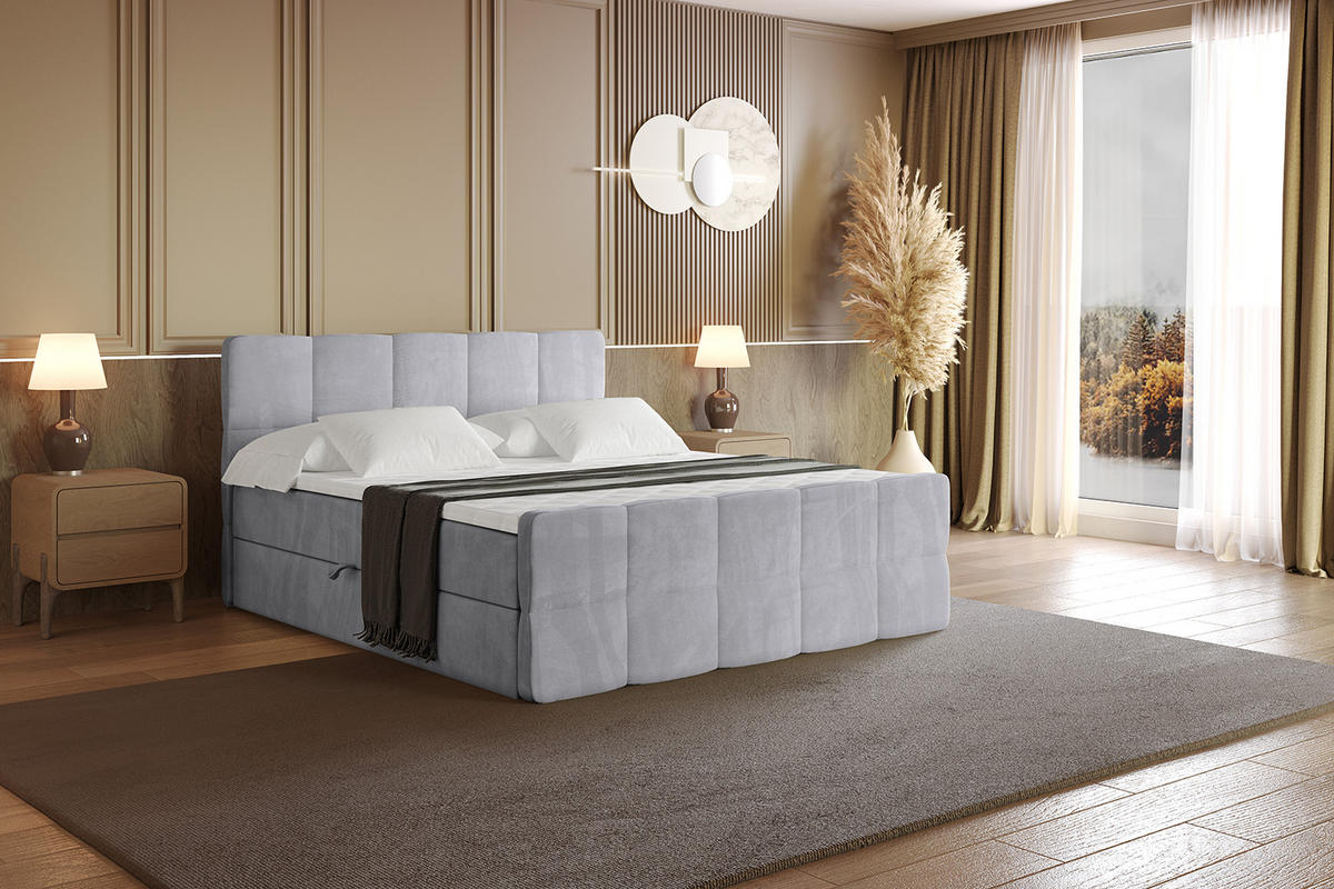 BOXBETT mit Matratze H4 und Lattenrost - LIRO-Z - 180x200 - Grau Monolith - Grau, Holzwerkstoff (180/200cm) - ALTDECOR