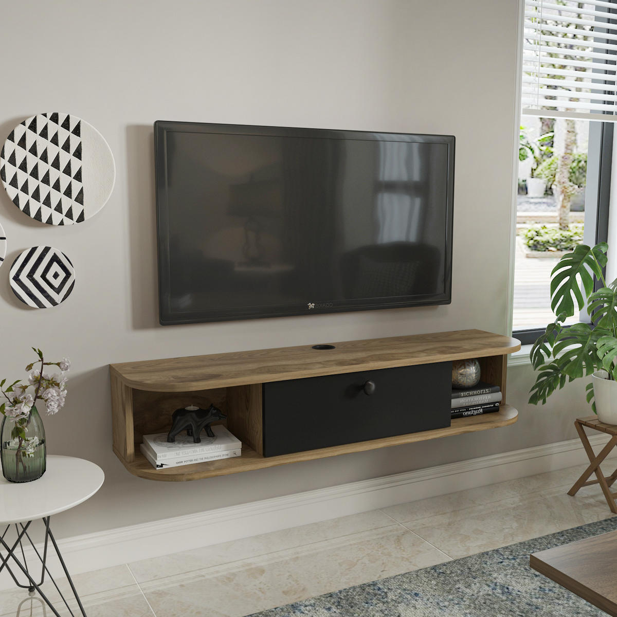 TV-ELEMENT Ibarra 120 cm Schwarz Oud - Schwarz/Braun, Holzwerkstoff (120/23.4/29.6cm) - Decorotika