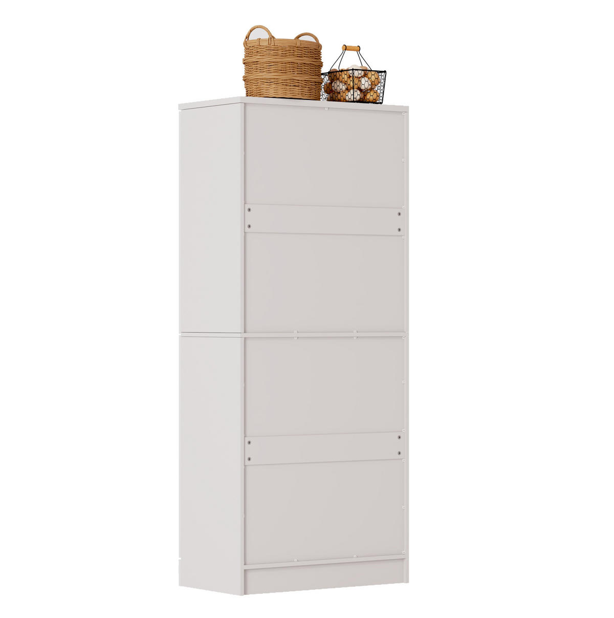 BUFFETSCHRANK 42/76/180 cm mit 4 Türen, verstellbaren Böden und Kippschutz, Weiß/Natur - Weiß, Holzwerkstoff (76/180/42cm) - Redom
