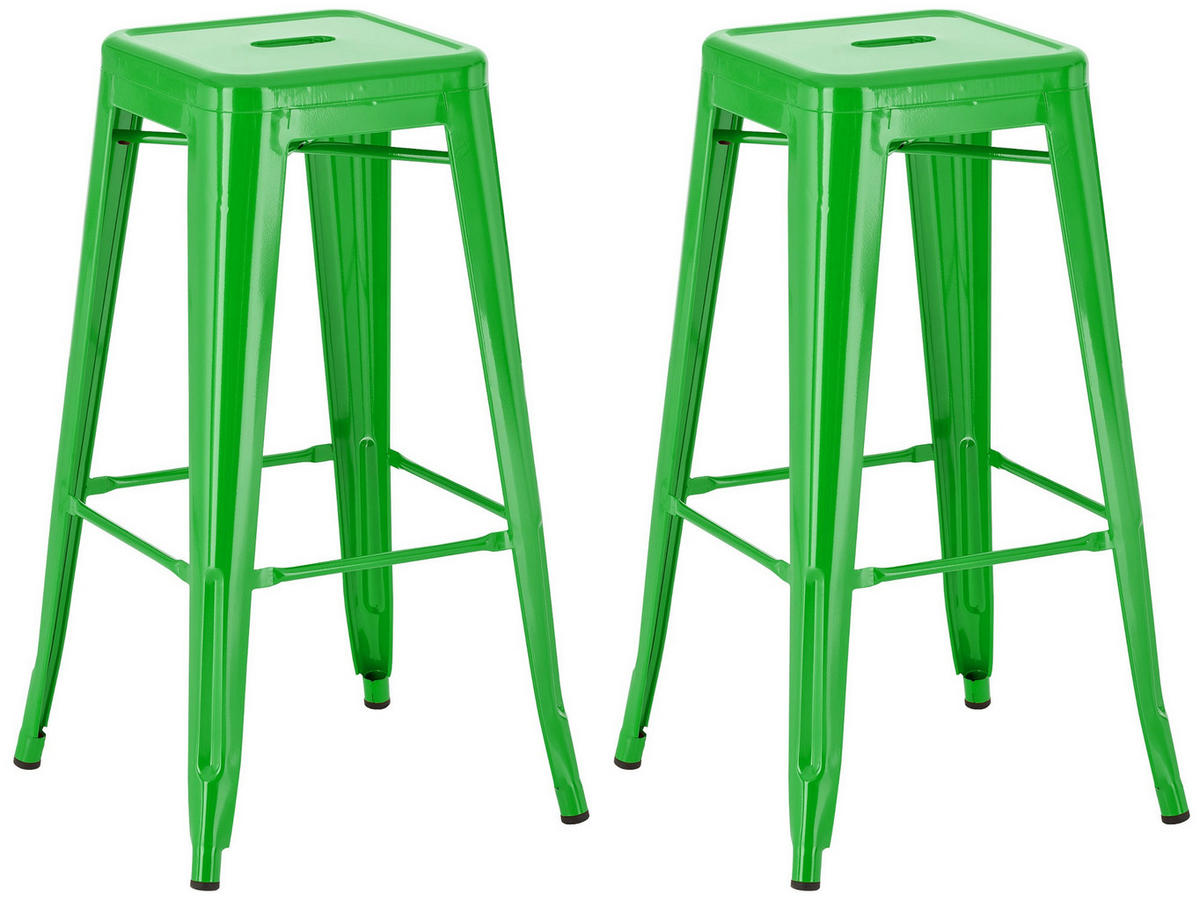 BARHOCKER 2er Set Metall grün - Grün, Metall (43/76/43cm) - CLP