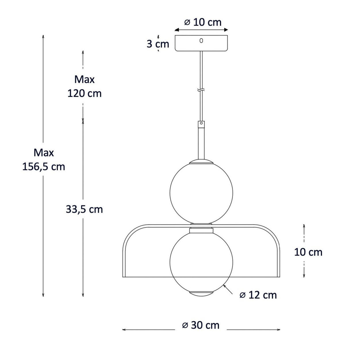 HÄNGELEUCHTE Santo, Rauchgrau, Messing und Weiß, 33.5cm - Grau, Glas (30/30/33.5cm) - KOSILUM