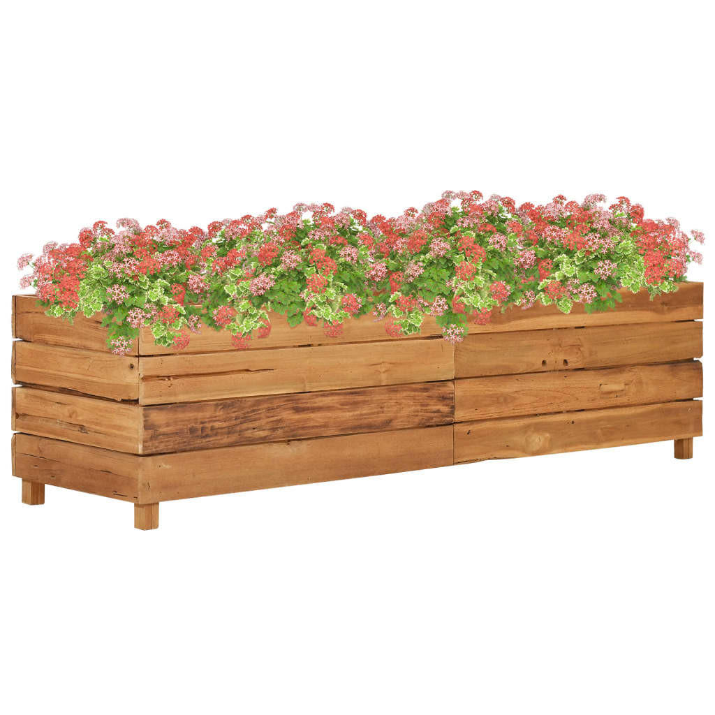 HOCHBEET 150x40x38 cm Teak Altholz und Stahl - Braun, Holz (150/38/40cm) - furnicato