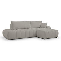ECKSOFA Baloo mit Schlaffunktion und Bettkasten, komfortable Polsterung, Stoffbezug, lose Rückenkissen, freistehend, RECHTS, 276x176x88 cm, Light Grey - Hellgrau, Holz/Textil (276/176cm) - DomoHome