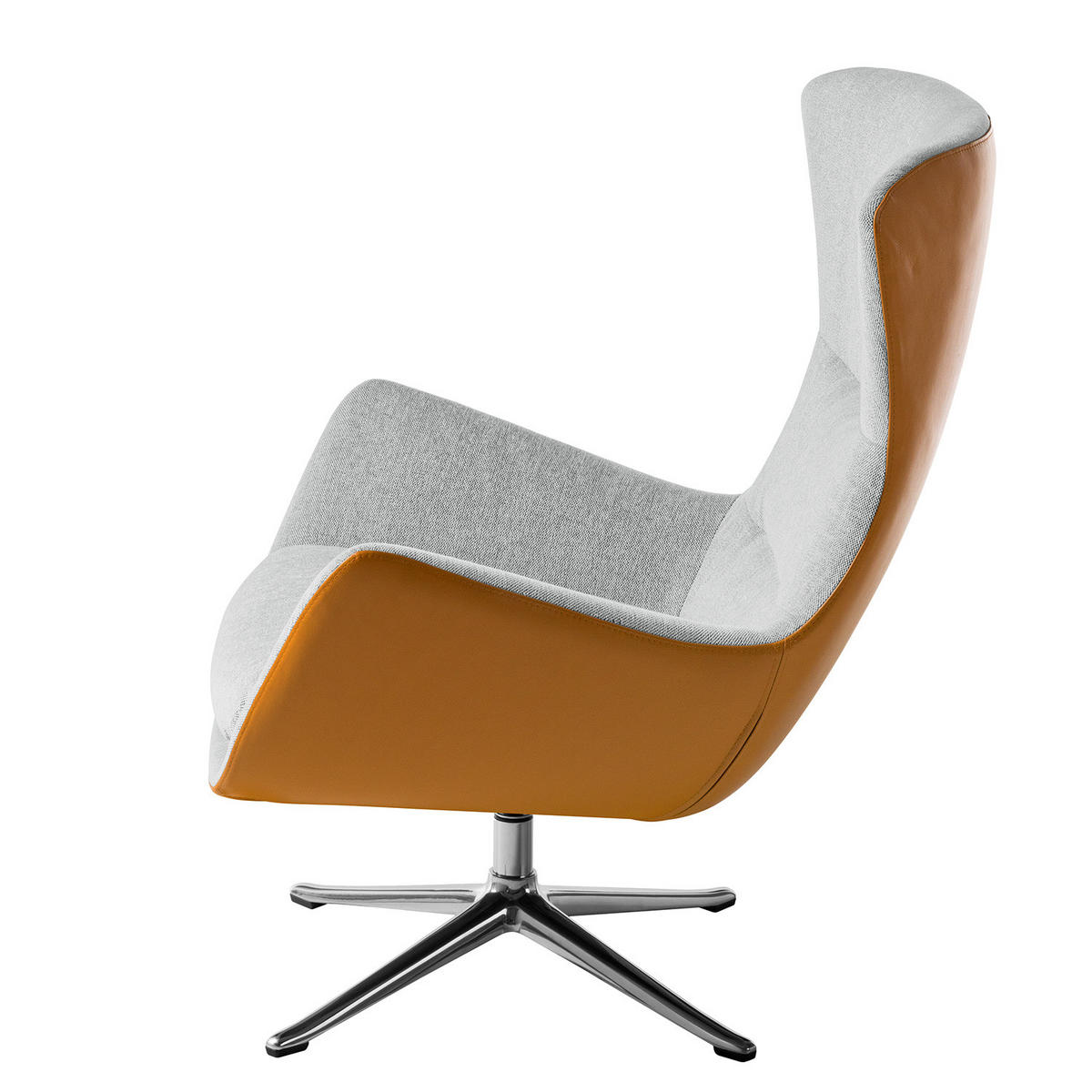 SESSEL mit Kreuzfuß - Chromfarben/Cognac, Textil/Metall (84/99/96cm) - home24