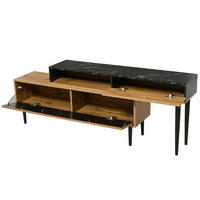 TV-LOWBOARD aus MDF 129x30x58 cm und Spanplatte in Marmor- und Holzoptik mit Stauraum - Naturfarben, Holzwerkstoff (30/58/129cm) - IVMEU