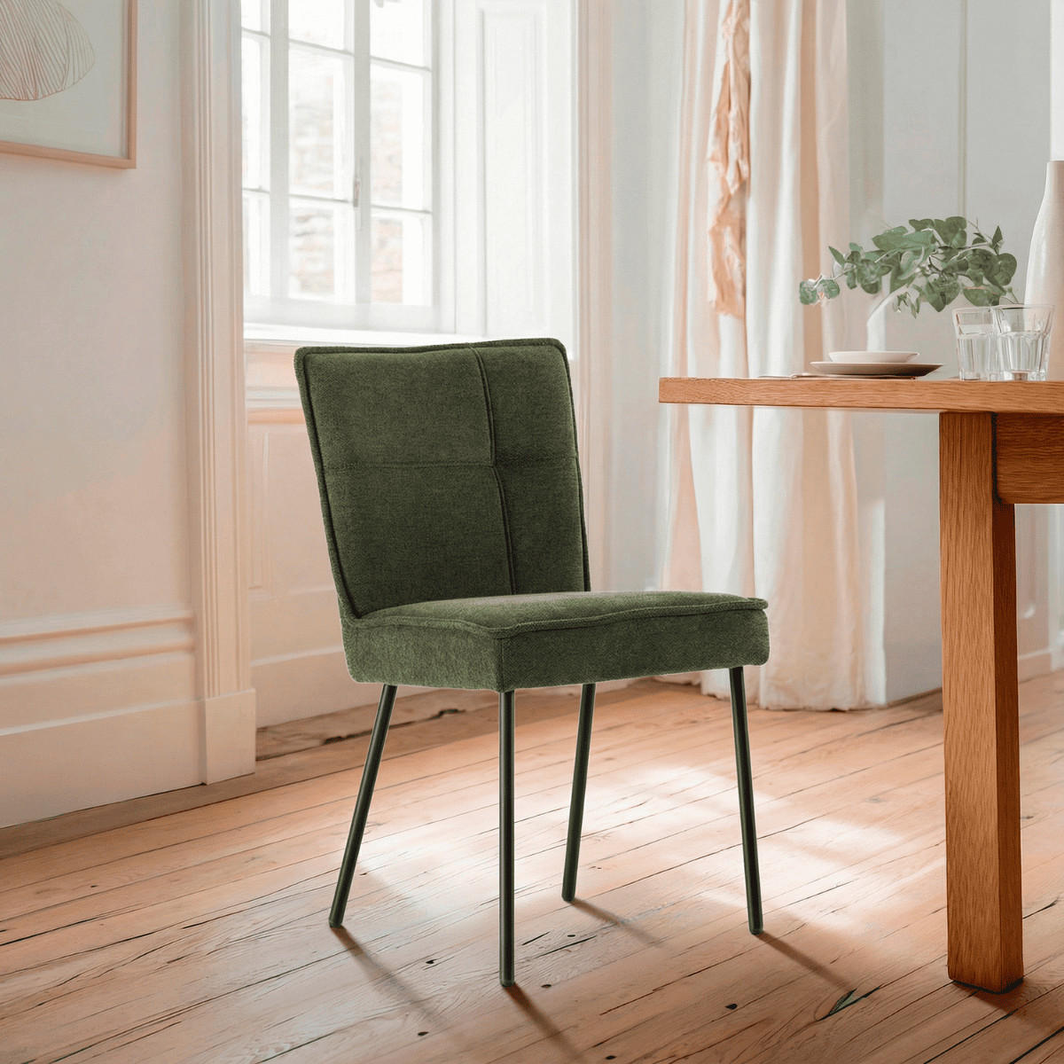 ESSZIMMERSTÜHLE STOFF 2er set 60/50,5/60 cm - Grün, Textil (60/50.5/53.5cm) - Calicosy