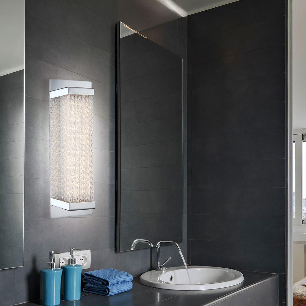 LED WANDLEUCHTE Adriana Chrom Silber - Silberfarben, Glas (8/10/27cm) - Globo Lighting