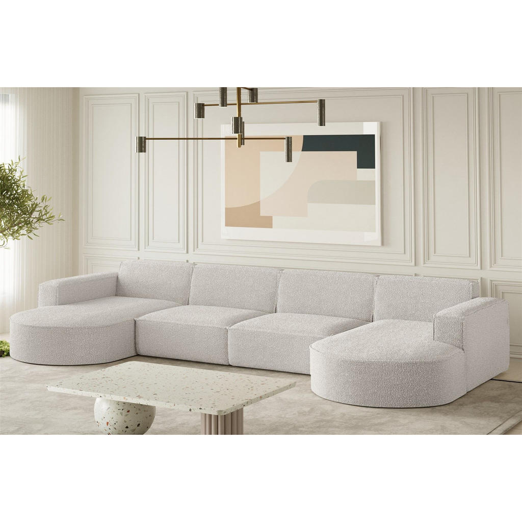 Thumbnail - Fun Möbel Wohnlandschaft, Perlmutt, Textil, U-Form, 382x78x165 cm, Wohnzimmer, Sofas & Couches, Wohnlandschaften, Wohnla...