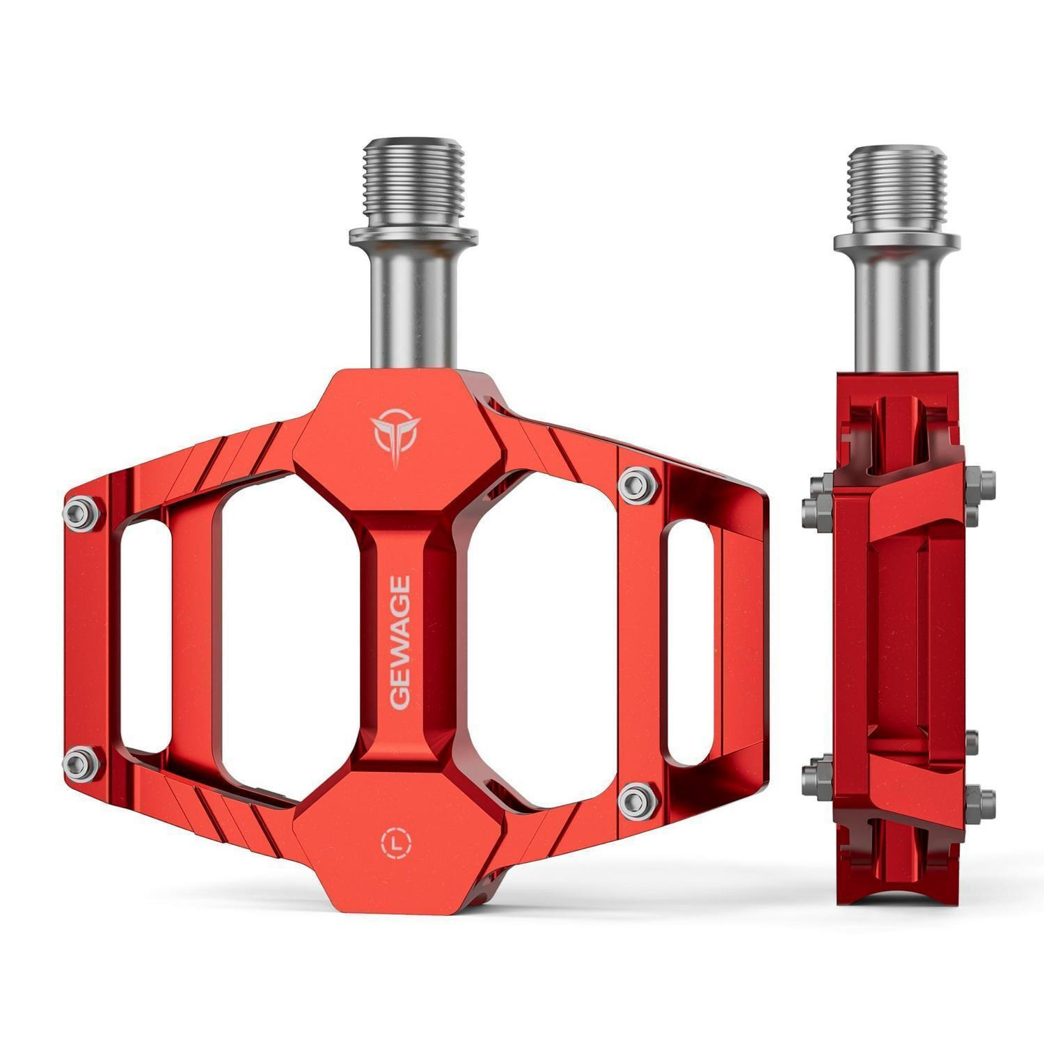 FAHRRAD Pedale Set CNC-Alu mit CR-MO Achse Rot - Rot, Metall (8/1.5/9.8cm)