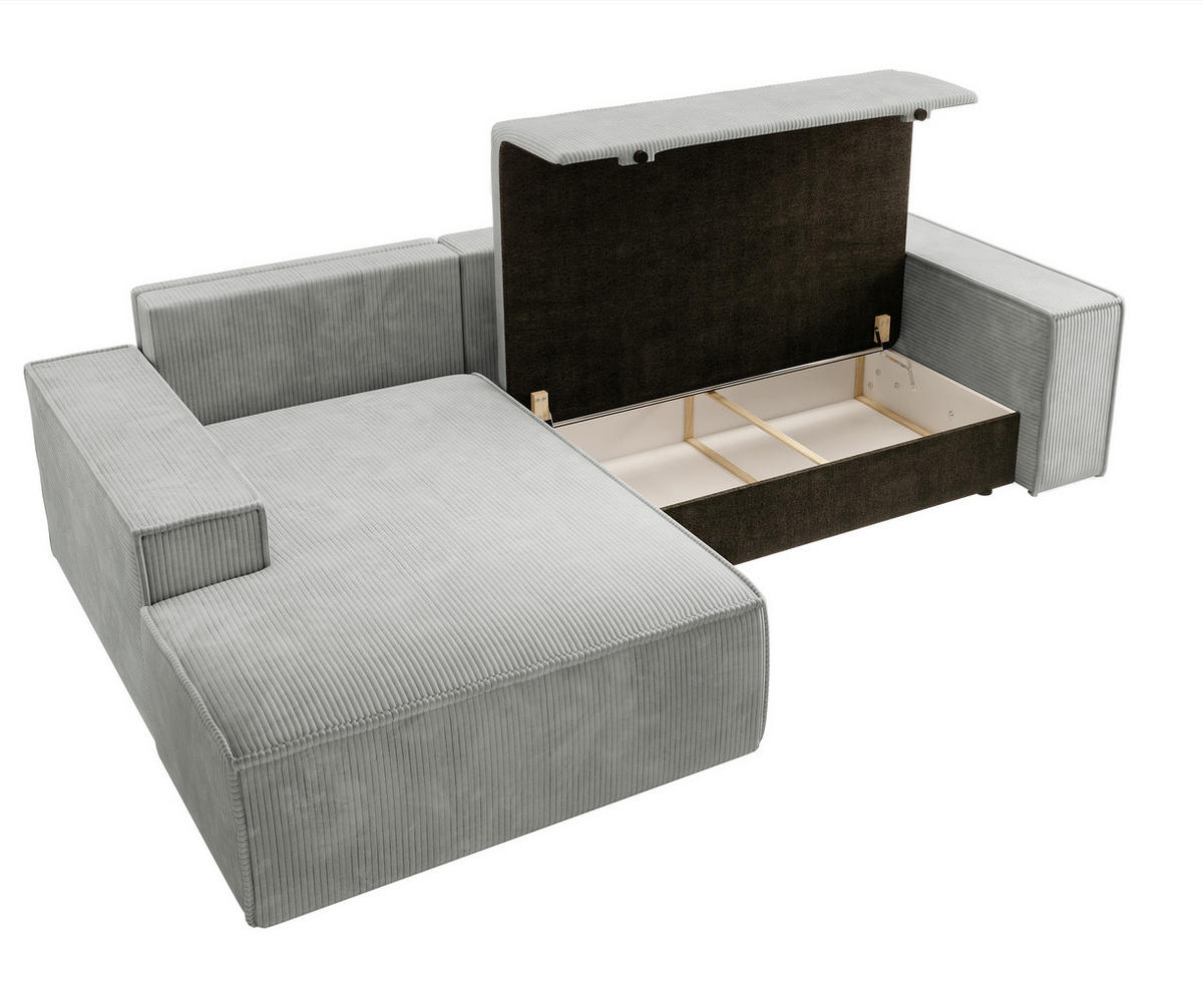 ECKSOFA Farese Hellgrau Cordbezug - Hellgrau/Schwarz, Kunststoff/Textil (267/167cm) - Selsey