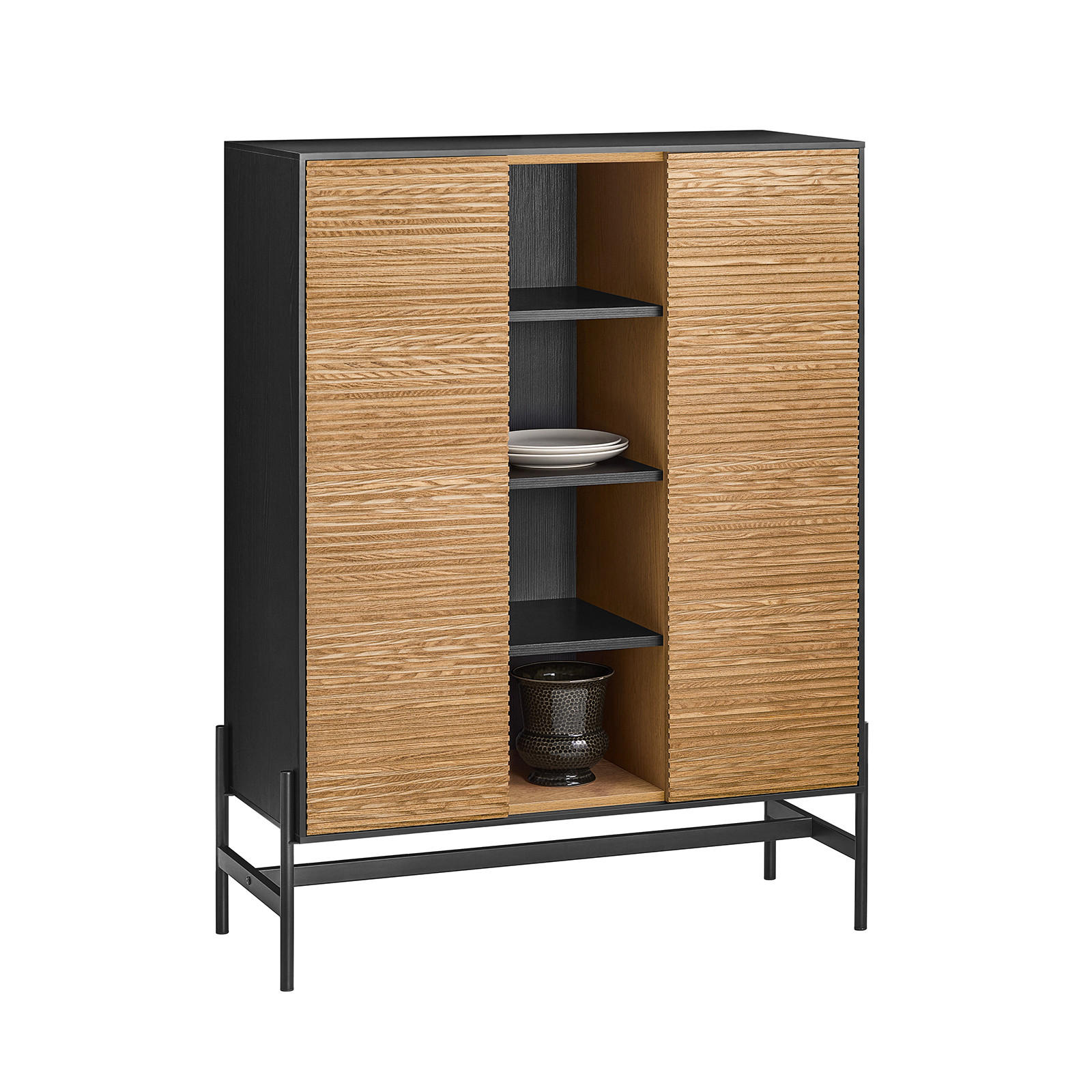 HIGHBOARD Schwarz-Natur - Schwarz/Naturfarben, Holzwerkstoff/Metall (92/119/40cm) - SoBuy