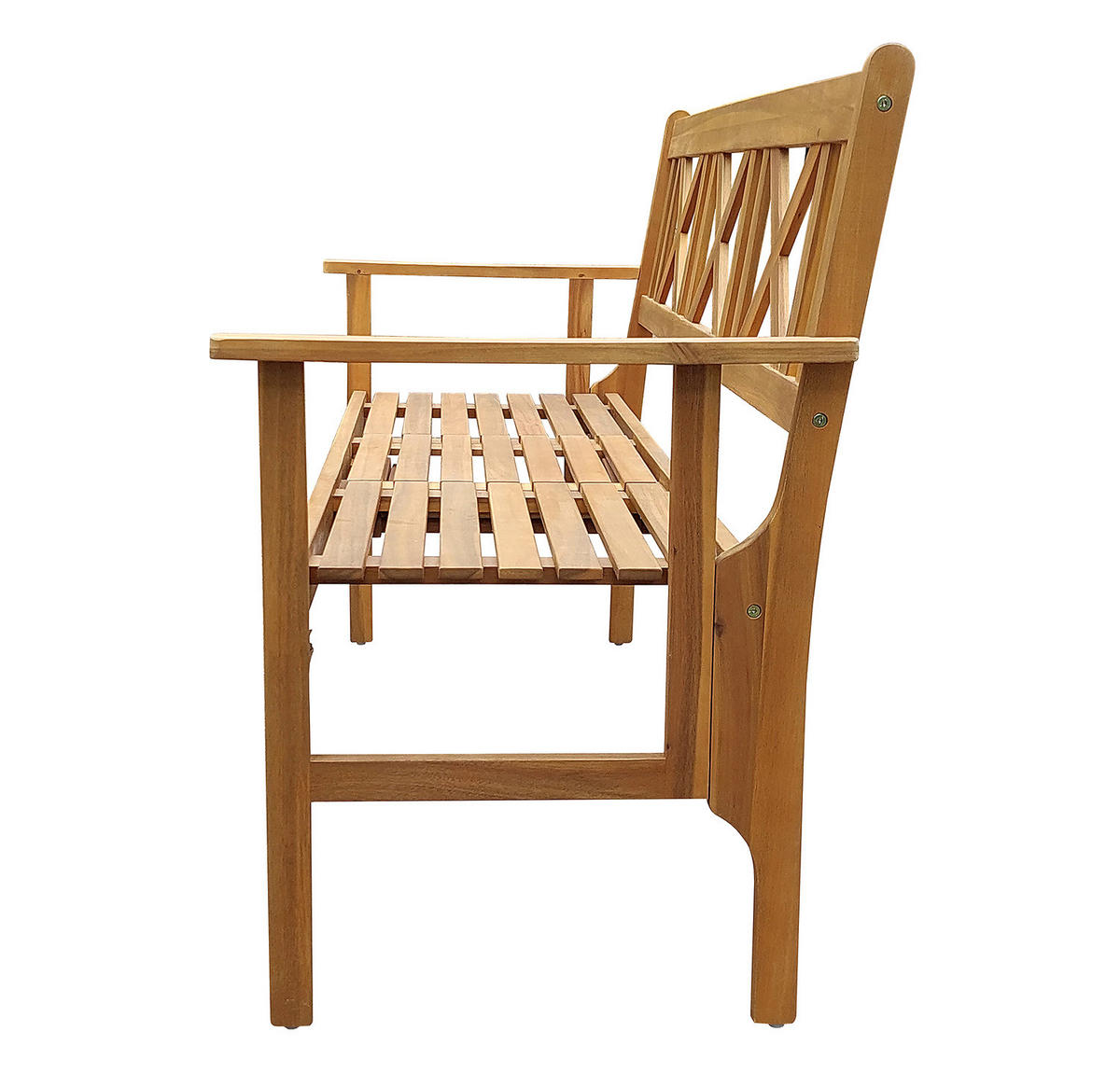 GARTENBANK MIT AUSKLAPPBAREM TISCH - Akazie massiv - Braun - Braun, Holz (150/90/60cm) - home24