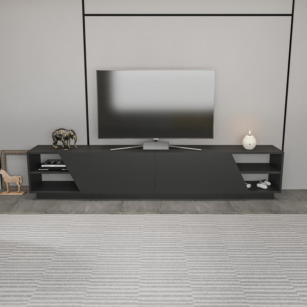 TV-MÖBEL rhodes - Grau, Holz (37/47/240cm) - Habitat Garten