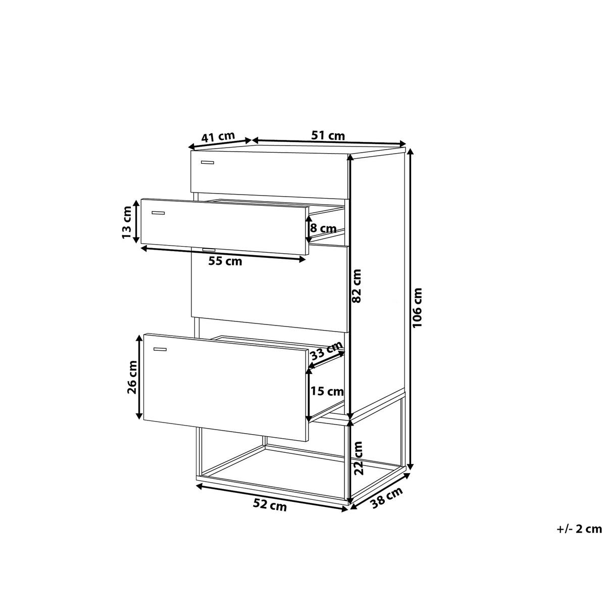 KOMMODE 4 Schubladen heller Holzfarbton Acra - Hellbraun/Schwarz, Holzwerkstoff (52/106/41cm) - Beliani