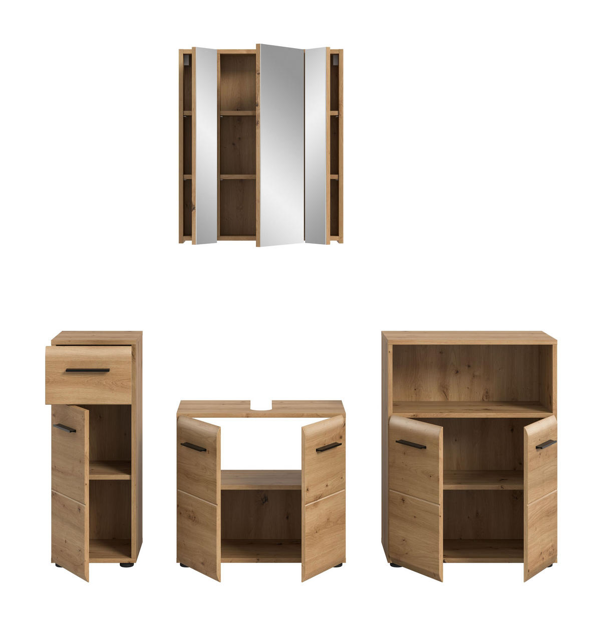 BAD-SET ICE 4-tlg. (B/H/T: ca. 180/185/30 cm) in Artisan Oak Nachbildung/Artisan Oak Nachbildung - Eiche Artisan, Holz (180/185/30cm)