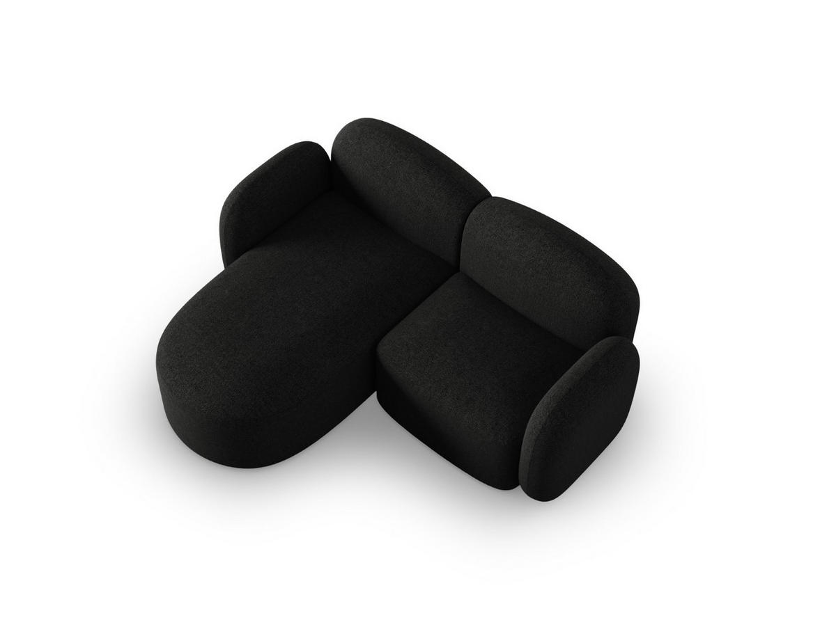 ECKSOFA links Blair aus Chenille-Stoff mischung schwarz 3 Sitzplätze - Schwarz, Textil (155/194cm) - Micadoni