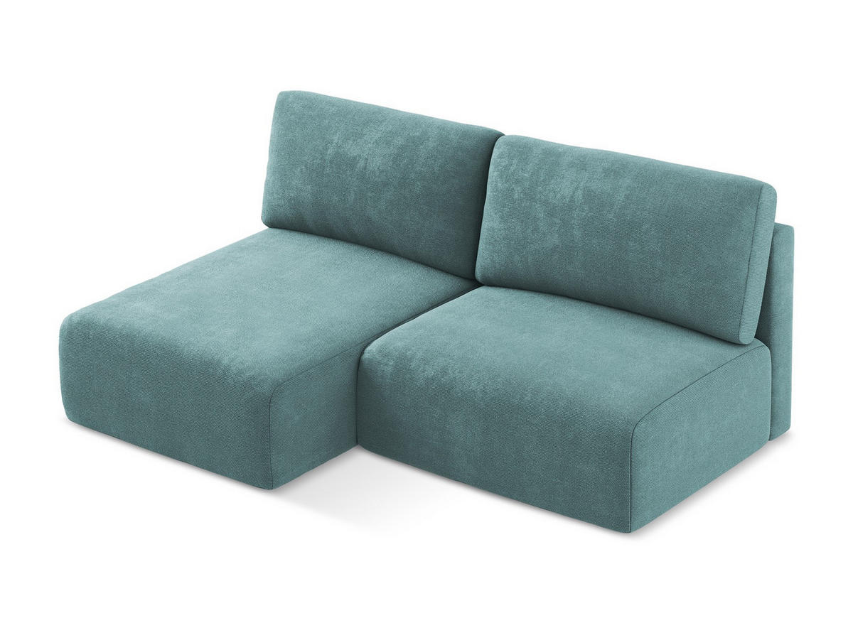 ECKSOFA mit Schlaffunktion links Chenille Stoff Blau - Blau/Beige, Kunststoff/Textil (149/210cm) - Makamii