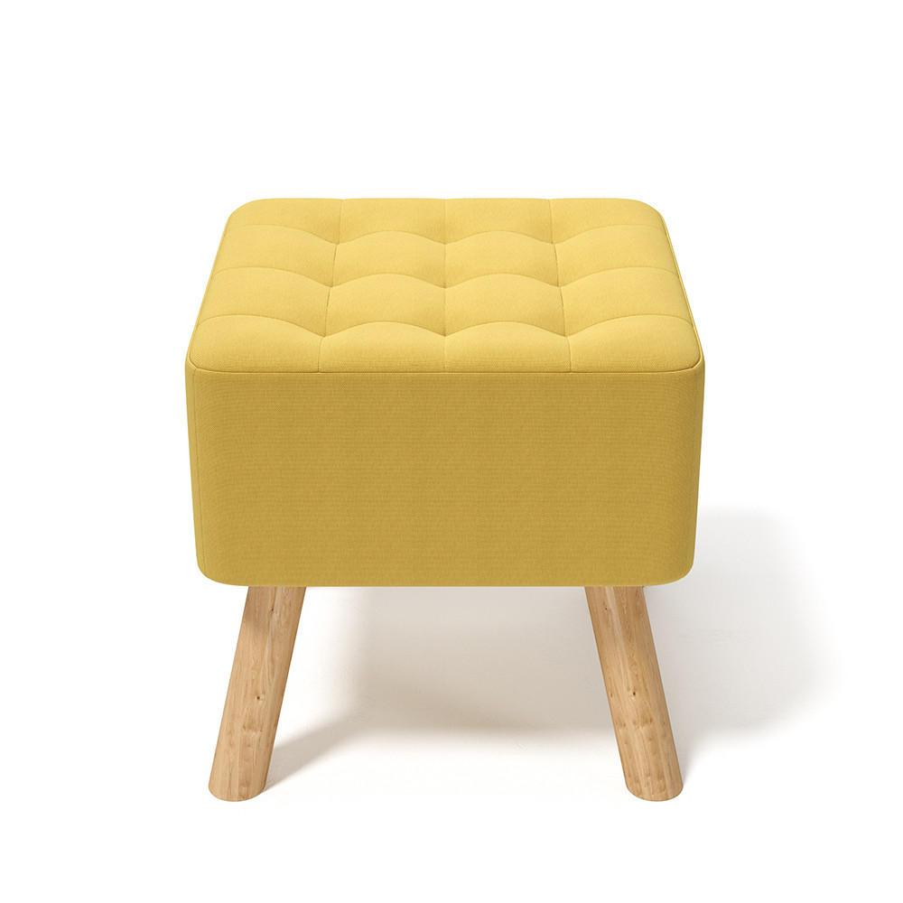 POLSTERHOCKER 39.5/39.5/40 cm Quadratisch Eichenholzbeine Leinen Gelb - Gelb/Naturfarben, Eichenholz/Holz (39.5/40/39.5cm) - Livingandhome