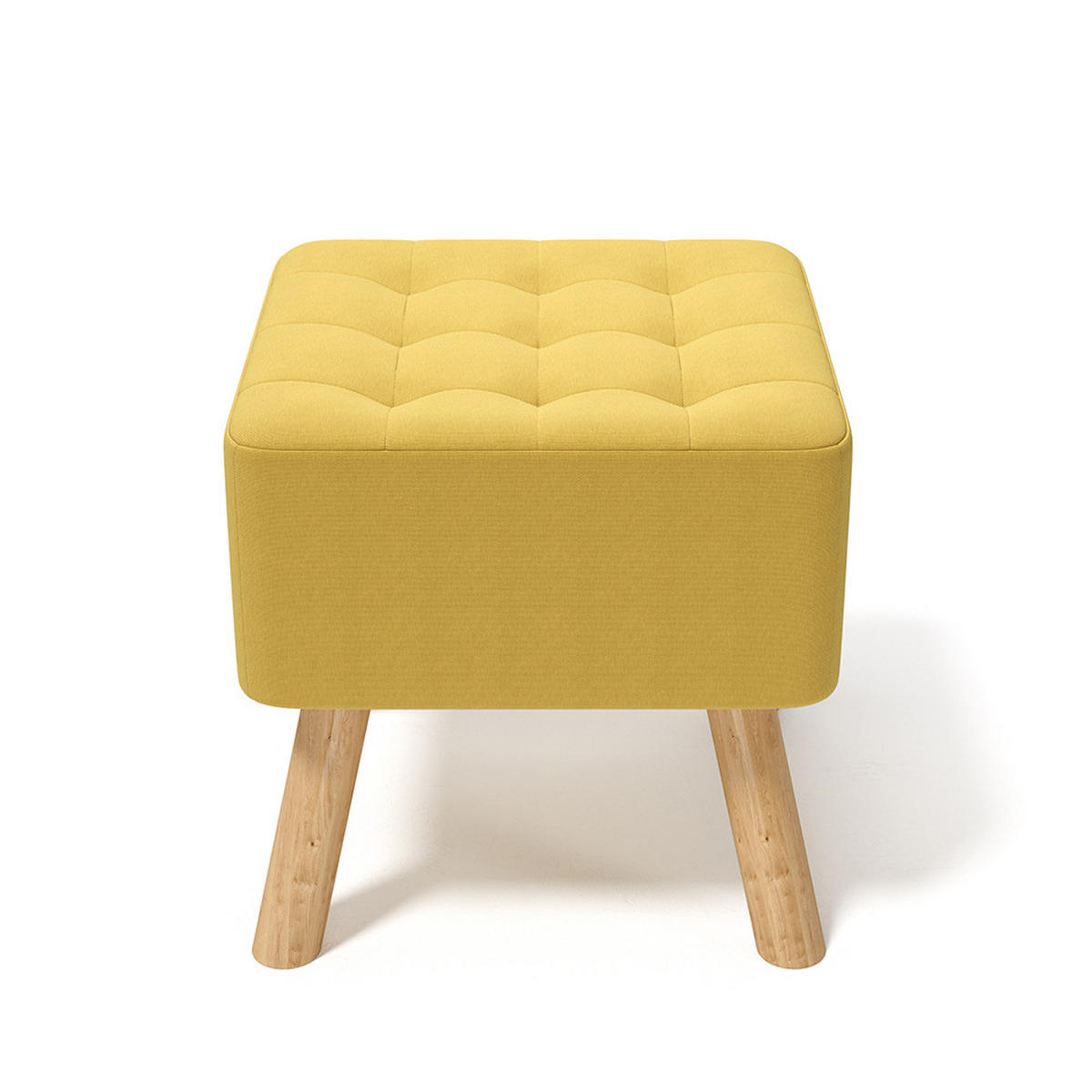 POLSTERHOCKER 39.5/39.5/40 cm Quadratisch Eichenholzbeine Leinen Gelb - Gelb/Naturfarben, Eichenholz/Holz (39.5/40/39.5cm) - Livingandhome