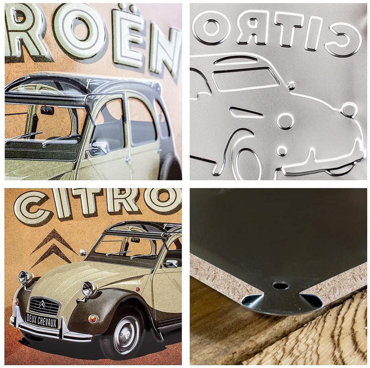 BLECHSCHILD 15/20 cm Citroen Citroen 2CV - Multicolor, Metall (20/15/0.5cm) - Nostalgic-Art